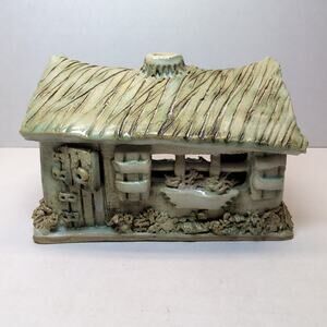 Malahide Pottery Irish Cottage Tea Light Holder Fairy Garden Made in Ireland